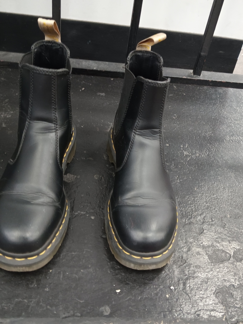 Dr. Martens Black Chelsea Boots with Yellow Stitching - Picture 3 of 6